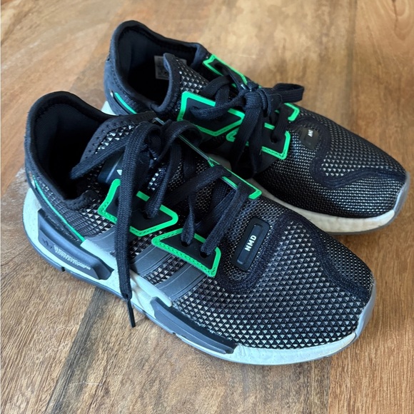 Adidas Kids Originals NMD G1 Running Shoes Sneakers Lace Up Black Green Size 4 - Picture 7 of 12